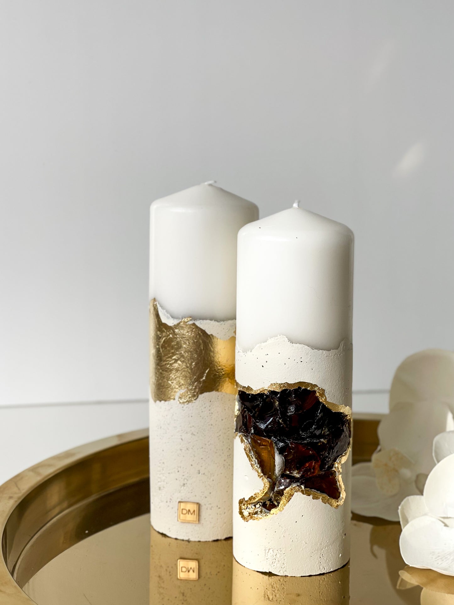 “Marshmallow” Duo Crystal Candle Set