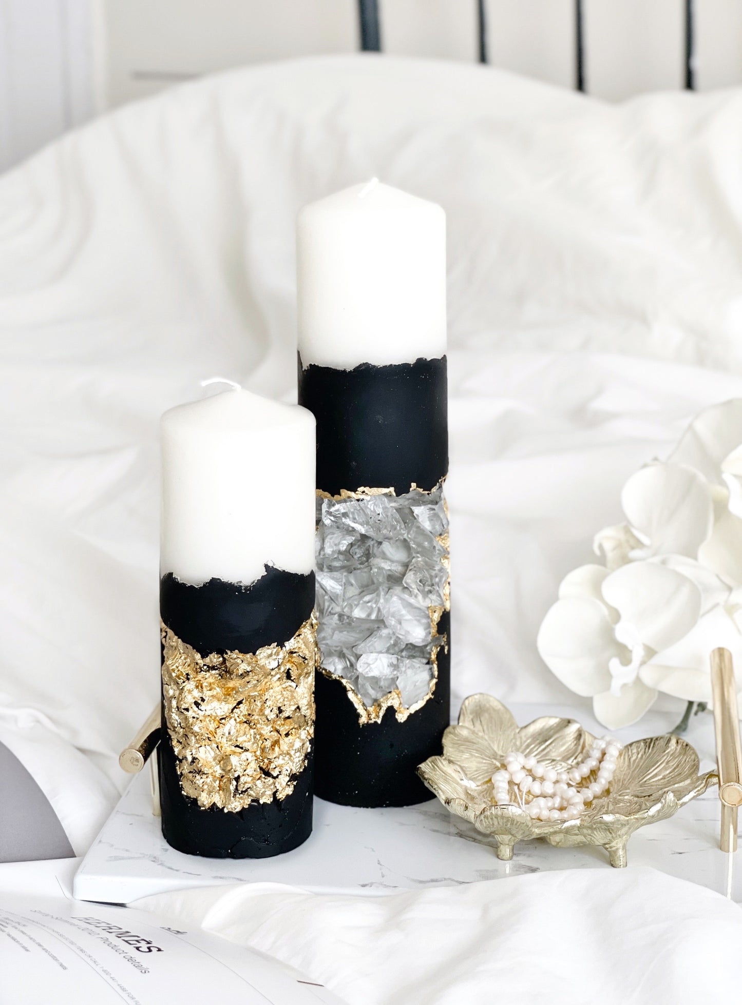 Duo Black Crystal Candle Set