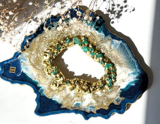 BLUE GOLD GEODE TRAY