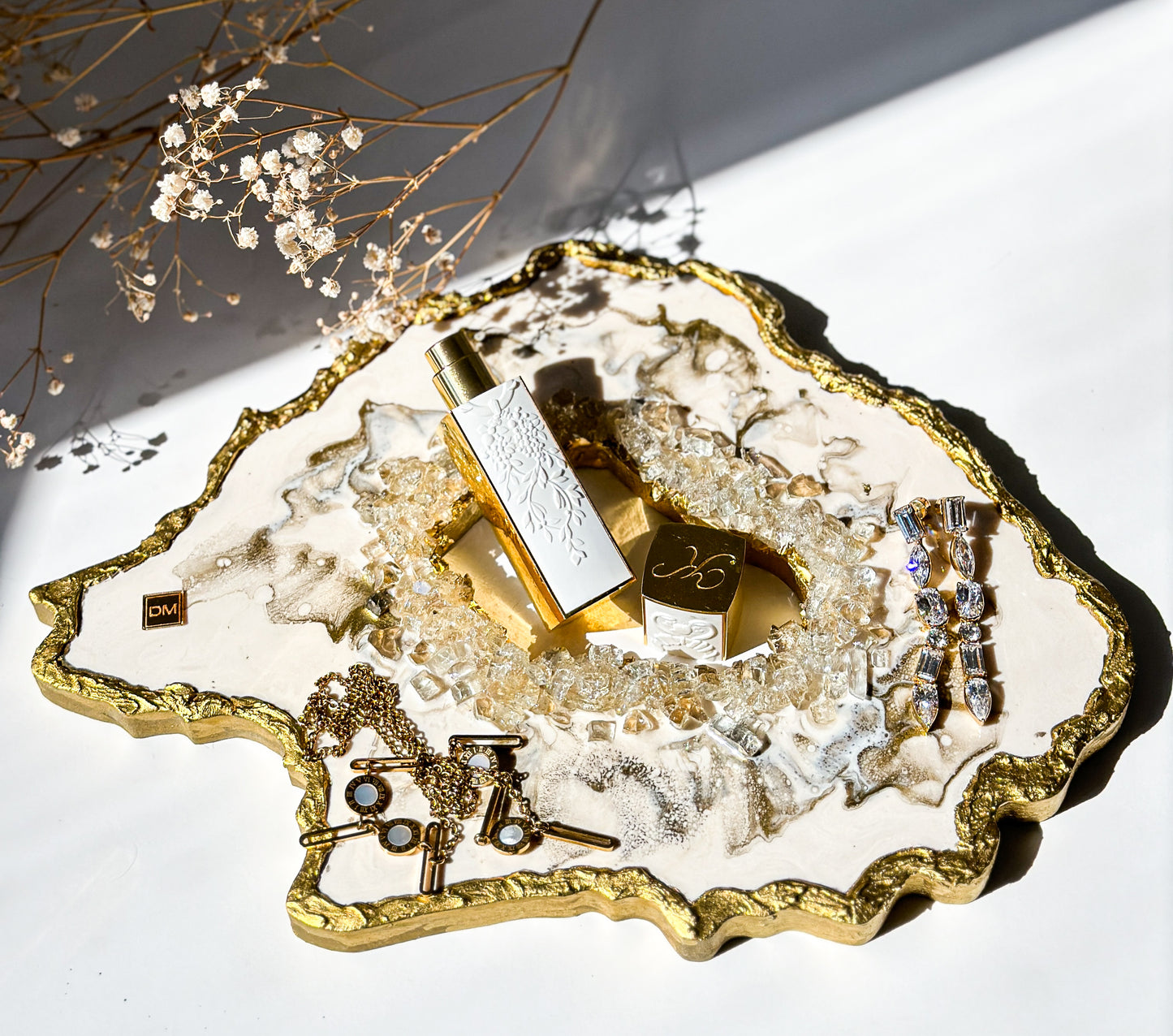 WHITE GOLD GEODE TRAY