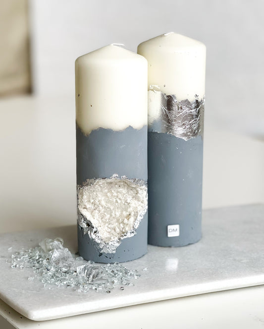 Duo Grey Druzy Candle Set