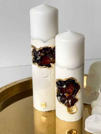 “Marshmallow” Duo Crystal Candle Set